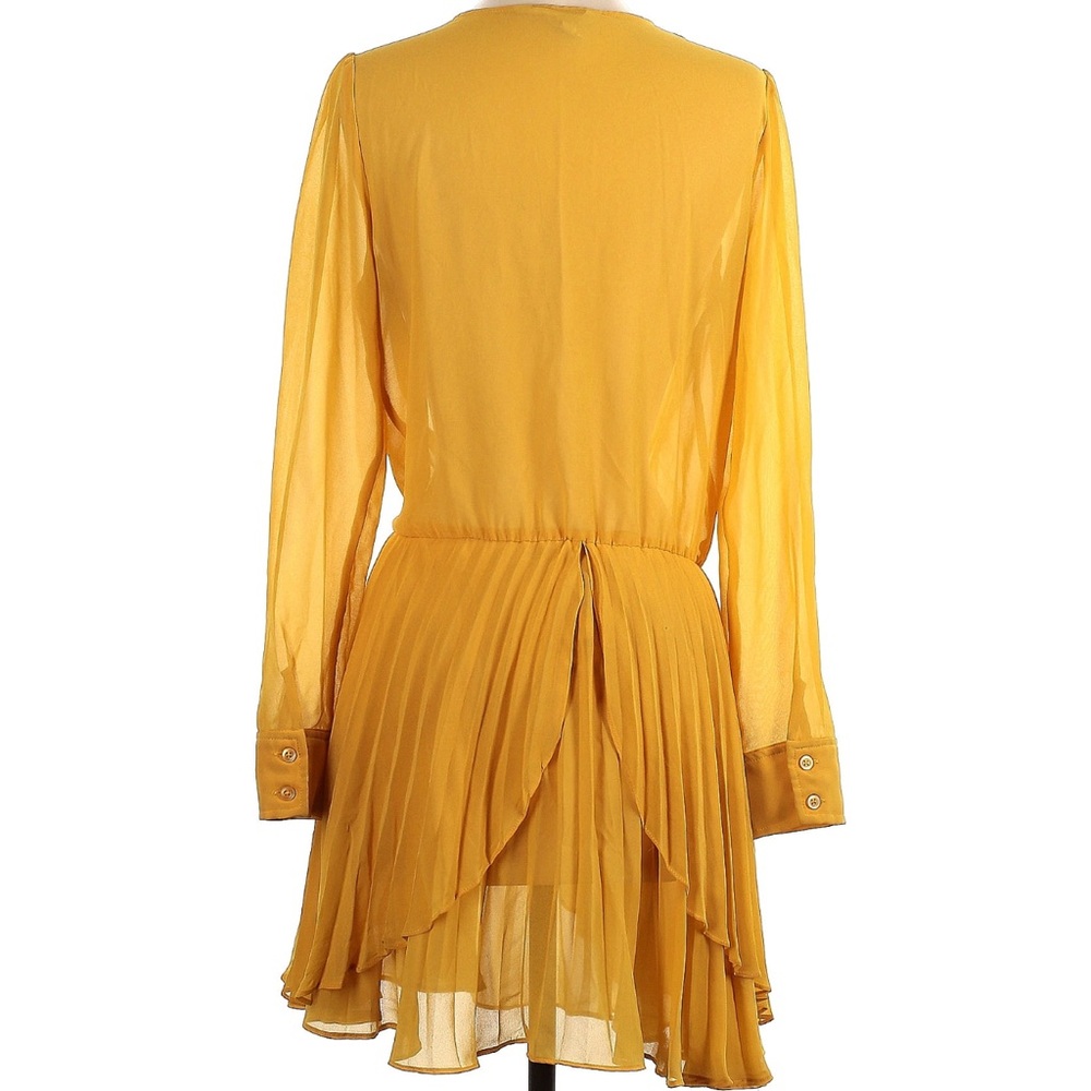 BCBG Elegant Yellow Gold Pleated Dress - Picture 2 of 2